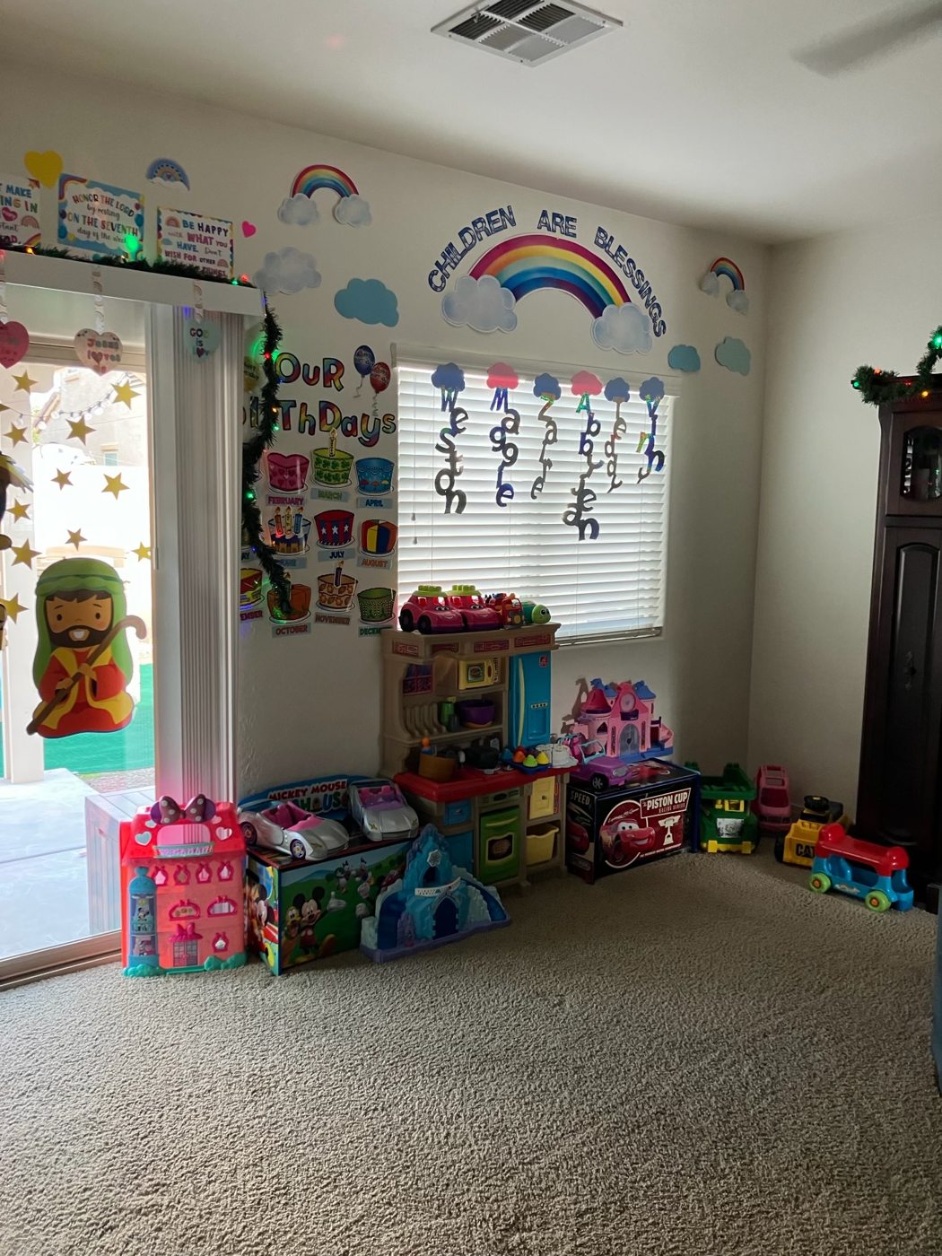 Colorful learning and play space inside the daycare